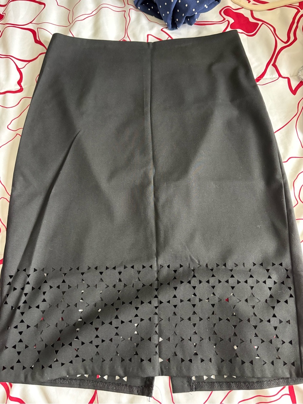 New York & Company Black Pencil Skirt with Laser-Cut Hem